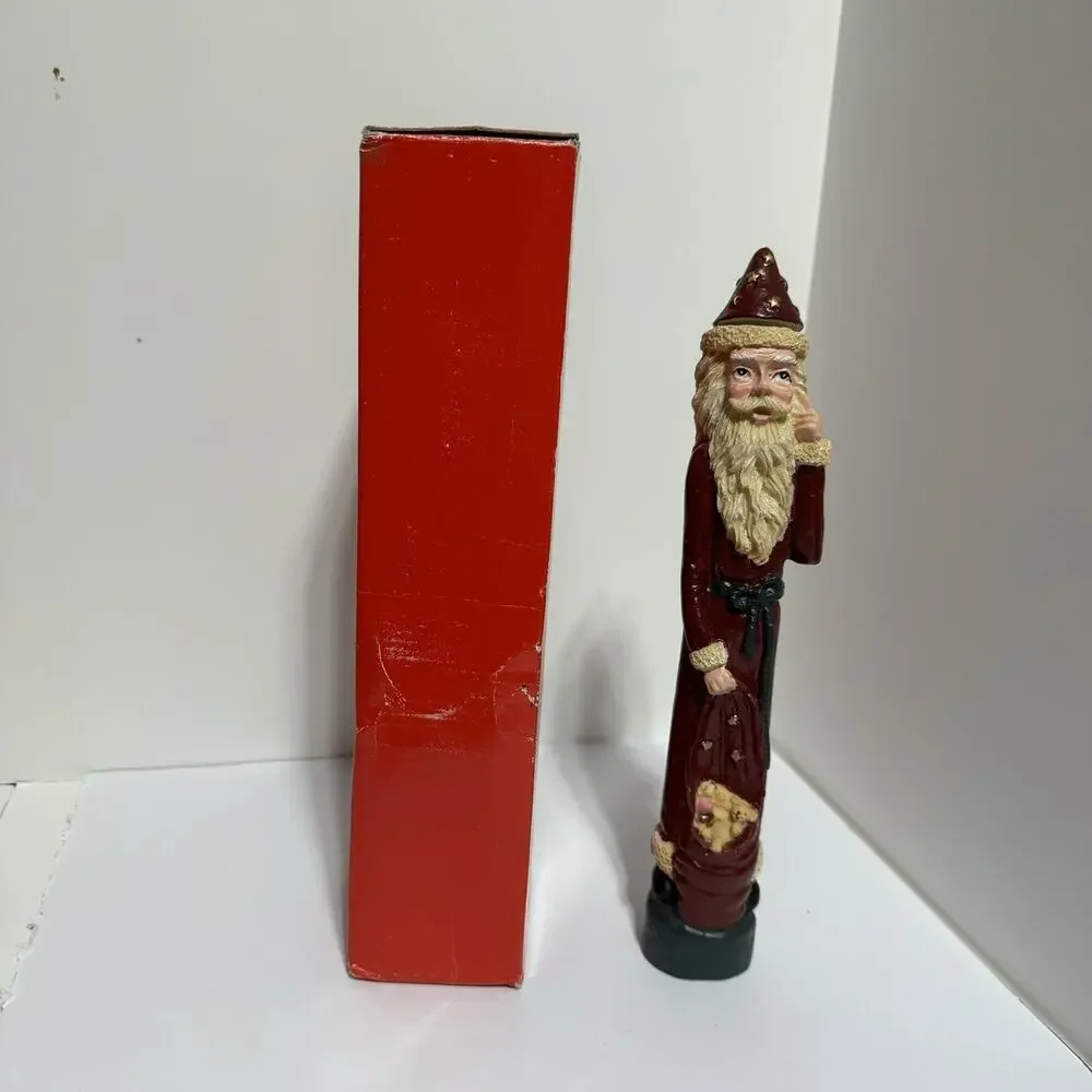 Vintage Santa Candlestick Holder 12 Inch Tall Santa with Toys Removable Hat Folk
